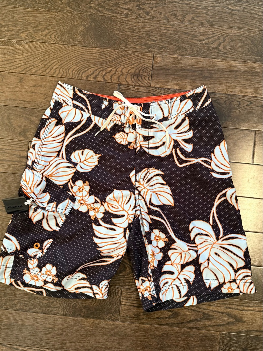 Men's BILLABONG Navy Floral Swim Trunks - Orange & blue Print